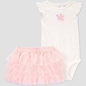 Carter's JOY Baby Girls Easter Bunny Skirt Set Pink 9 Months NWT